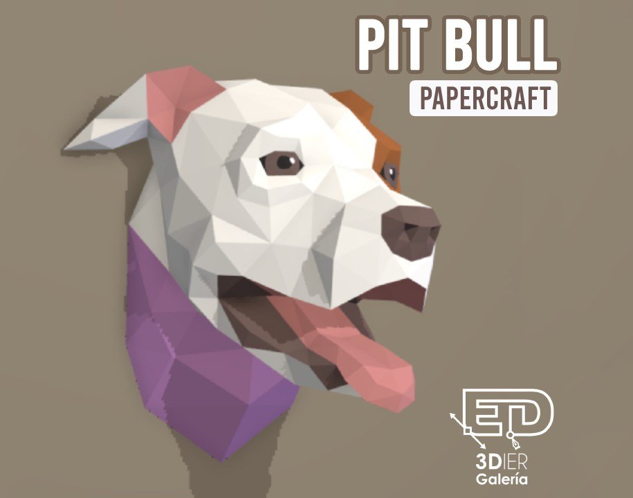 pitbull papercraft manualidad en papel