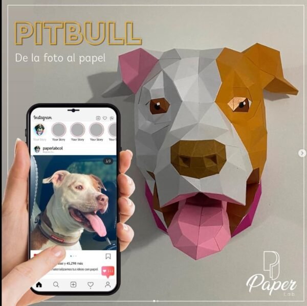 pitbull papercraft manualidad en papel