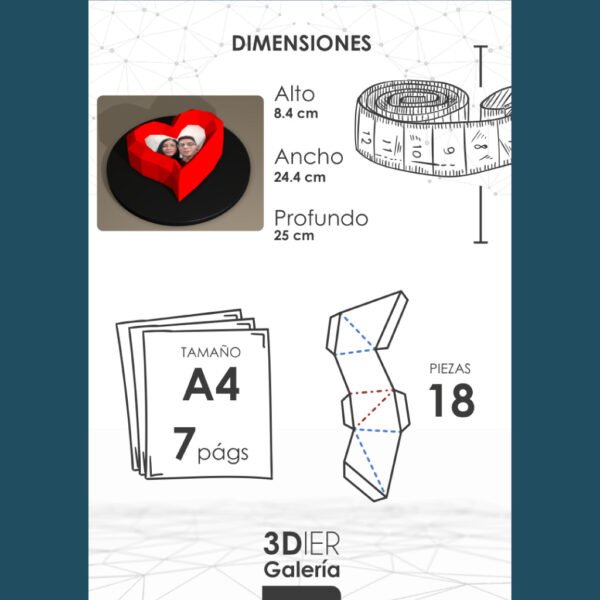 Caja Corazón San Valetín Papercraft - Plantillas PDF