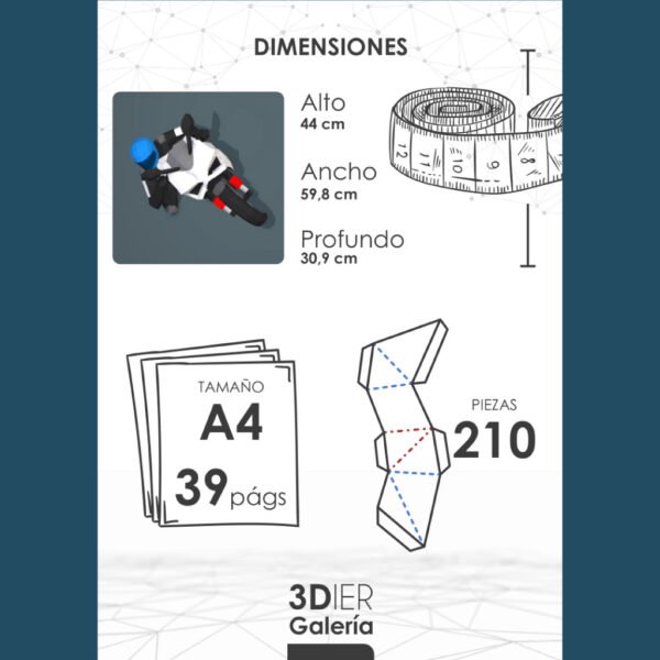 Motociclista Moto GP Papercraft Ducati Panigale 899 - Plantillas PDF