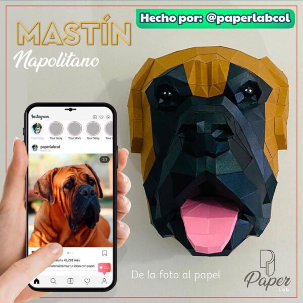 Perro Mastín Napolitano Papercraft - Plantillas PDF