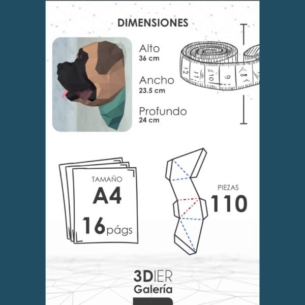 Perro Mastín Napolitano Papercraft - Plantillas PDF