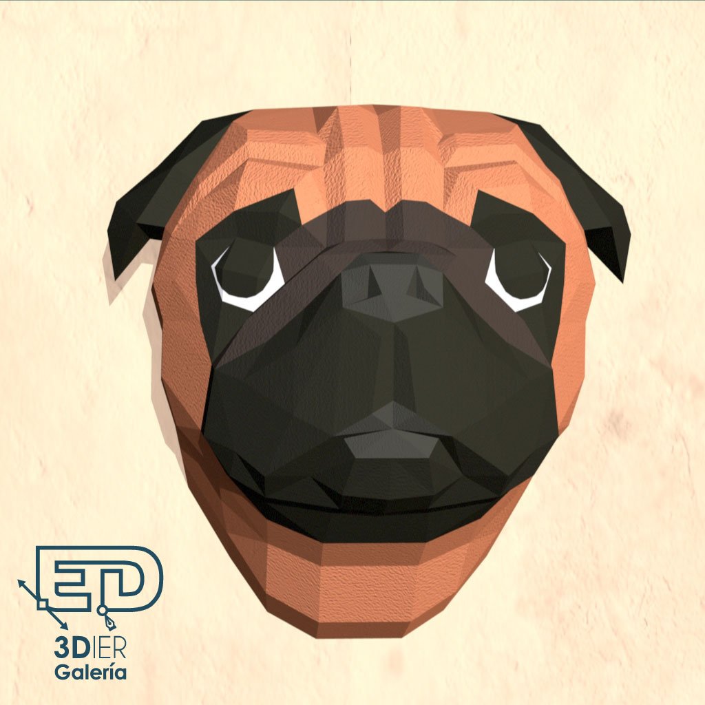 Perro Pug Papercraft – Plantillas PDF