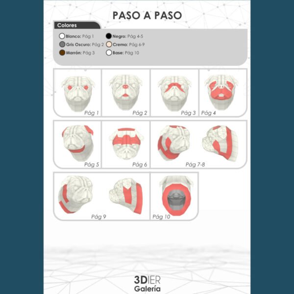 Perro Pug Papercraft - Plantillas PDF