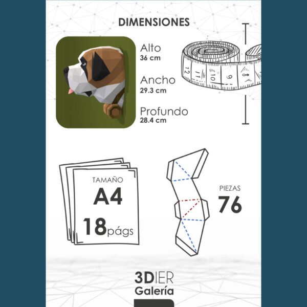 Perro San Bernardo Papercraft - Plantillas PDF