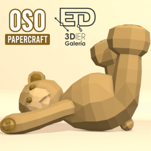 Oso Acostado Papercraft - Plantillas PDF