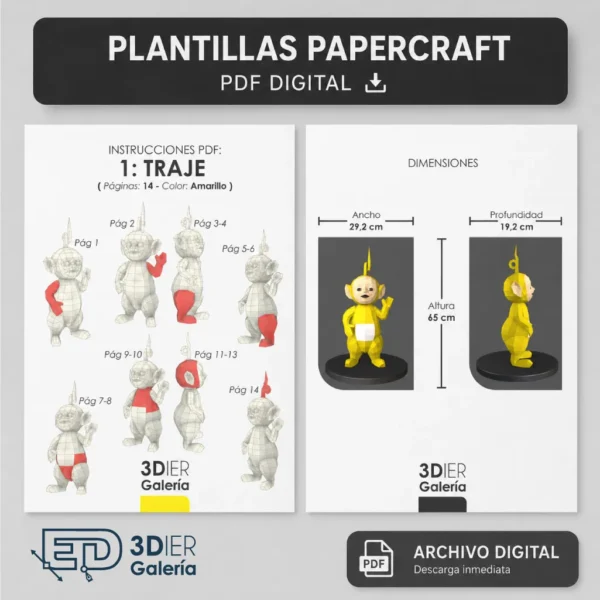 Teletubie Amarillo Papercraft - Plantillas PDF