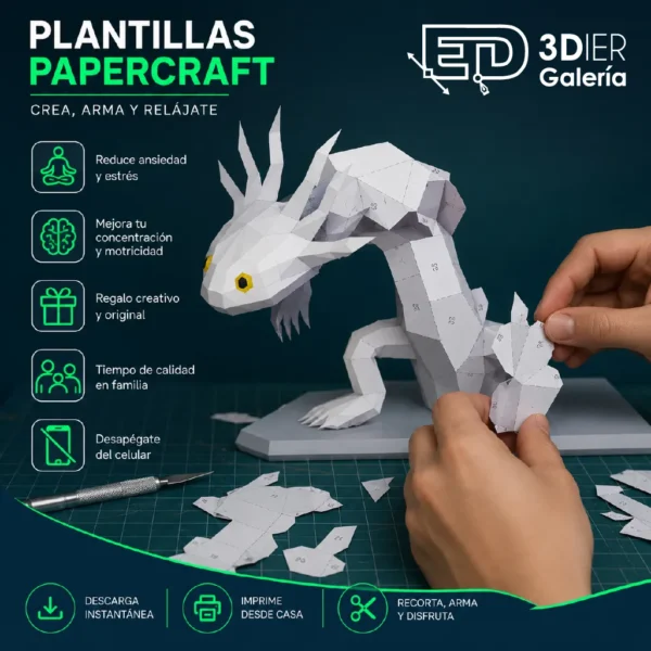 Ajolote Papercraft - Plantillas PDF