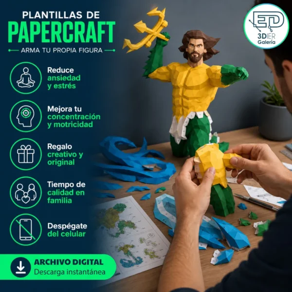 Aquaman 2 Jason Momoa Papercraft - Plantillas PDF